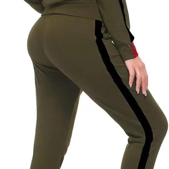 Chic Women’s Stripe Patchwork Sweatsuit Set – Pullover & Skinny Pants, 3X-Large - Picture 6 of 7